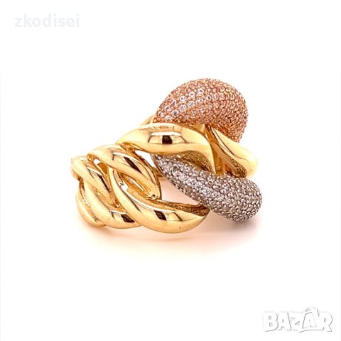 Златен дамски пръстен 8,60гр. размер:58 14кр. проба:585 модел:16604-3, снимка 3 - Пръстени - 40633092