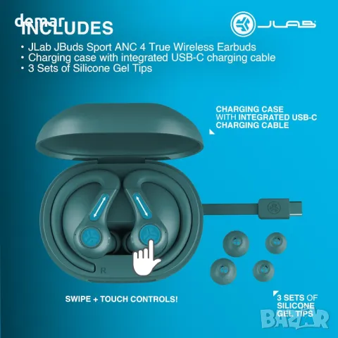 Слушалки JLab JBuds Sport ANC 4 с активно шумопотискане, 60 часа, IP66, снимка 7 - Безжични слушалки - 47278922