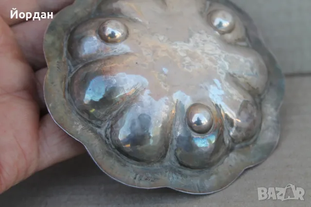 Сребърна чинийка/поднос с емайл, снимка 8 - Други ценни предмети - 50109428