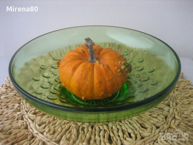 Ретро фруктиера зелено стъкло, снимка 2 - Други - 39409609