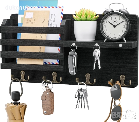 Кутия за ключове с 8 куки, рафт за съхранение, магнитен държач