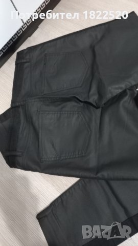 Черен панталон с кожени елементи, снимка 3 - Панталони - 43340057