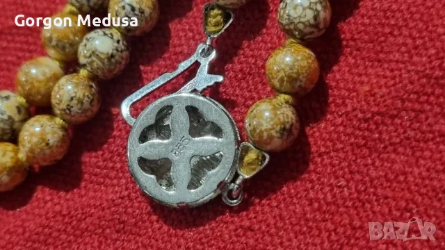 Огърлица с мъниста от скъпоценен камък яспис, снимка 4 - Колиета, медальони, синджири - 49702745