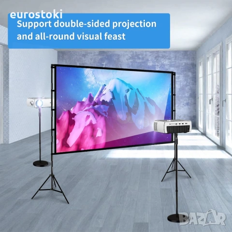 Lejiada  84-инчов преносим проекторен екран със стойка, 16:9 4K HD проекции, филмов екран с чанта , снимка 2 - Плейъри, домашно кино, прожектори - 53156229