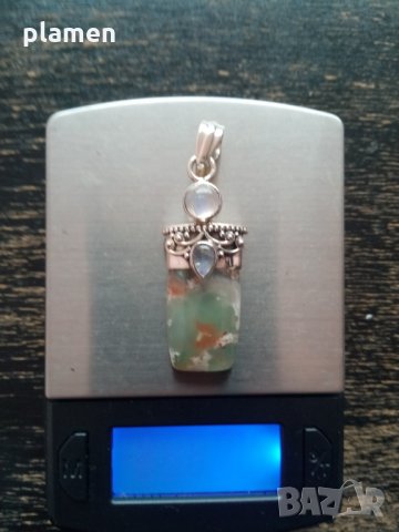 Сребърна висулка с естествени камъни, снимка 2 - Колиета, медальони, синджири - 33194634