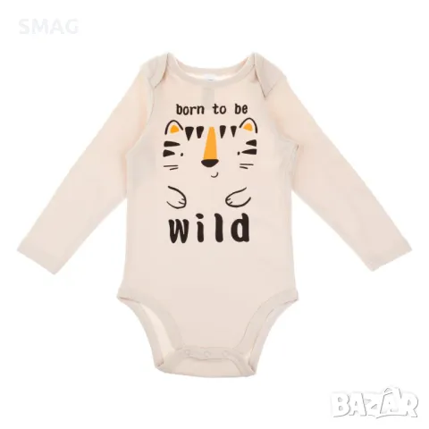 Бебешко Боди Памук Бежово Лъвче Born to be Wild S_1245626