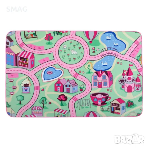 Декоративен правоъгълен розов фермерски килим с път 150x100 см