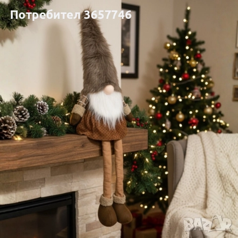 Коледна декоративна кукла с дълги крака - идеална за празничен декор или подарък, снимка 2 - Декорация за дома - 52072658