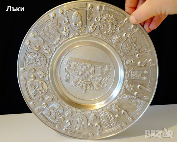 Калаена чиния,пано Бавария 590 гр.,корона,лъв. , снимка 5 - Антикварни и старинни предмети - 26694461