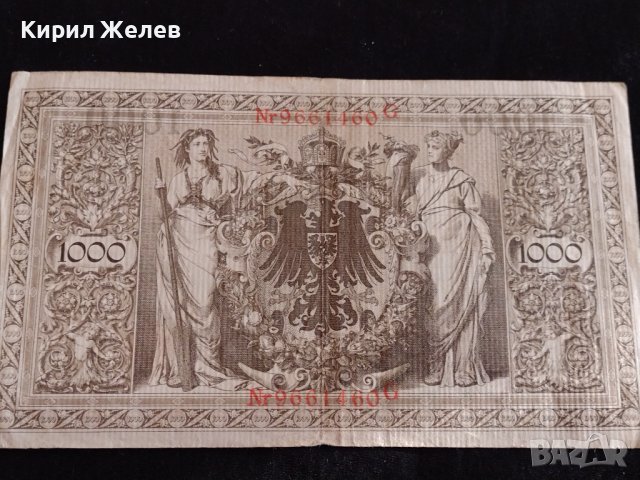 РАЙХ БАНКНОТА 1000 марки 1910г. Германия УНИКАТ ЗА ЦЕНИТЕЛИ 36817, снимка 10 - Нумизматика и бонистика - 39898794