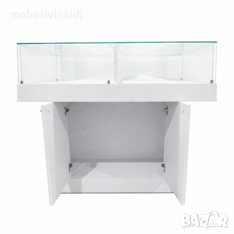 Стъклена витрина с шкаф – бяла, снимка 11 - Витрини - 53576027