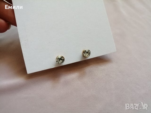 Нови дамски/детски обеци с кристали в сребрист цвят, снимка 1