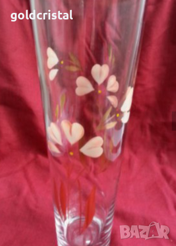 Ретро стъклена ваза  с позлата , снимка 5 - Антикварни и старинни предмети - 17710399