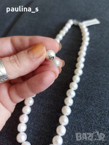 Комплет от колие тип чокър и обеци от естествена перла / сребърна закопчалка 925 , снимка 4 - Бижутерийни комплекти - 33168768