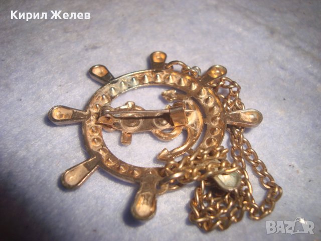 ПОЗЛАТЕНА МОРСКА КАПИТАНСКА ЗНАЧКА КОТВА НАКИТ БРОШКА с ФАСЕТИРАНИ КРИСТАЛИ 27955, снимка 5 - Колекции - 37095270