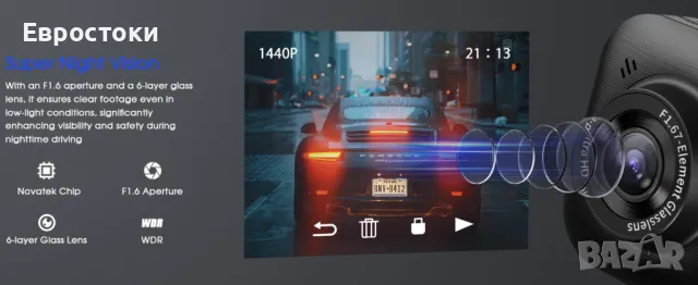 Видеорегистратор AVYLET A2S, предна и задна камера за управление, 4K/1080P, Wi-Fi, APP, IPS екран, снимка 2 - Аксесоари и консумативи - 48464961