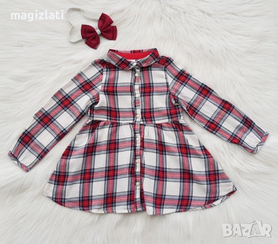 Детска карирана рокля H&M 9-12 месеца, снимка 6 - Бебешки рокли - 43192645