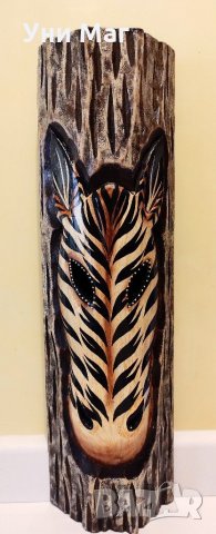 Стенна дървена маска зебра, подарък, декорация, украса, ръчна изработка