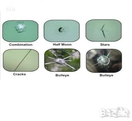 Лепило за стъкло, ремонтен комплект за спукани стъкла , Лапички, 6 части, снимка 2 - Аксесоари и консумативи - 33094277