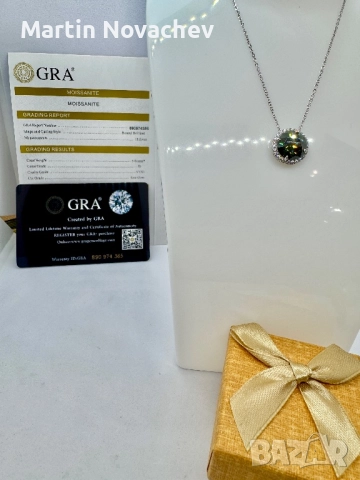 Сребърно колие с мойсанит (Диамант) 5 карата, снимка 5 - Колиета, медальони, синджири - 51685277