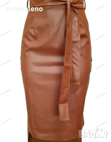 Дамска ежедневна кожена  пола със средна дължина, 3цвята , снимка 11 - Поли - 48992464