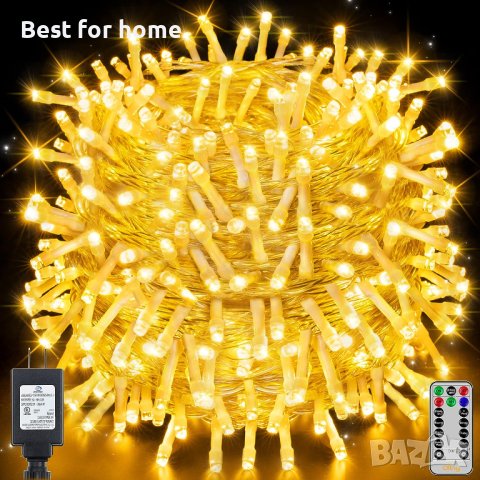 Ollny Коледни светлини Outdoor 800LED 82м, топла бяла лампа с дистанционно,8 режима