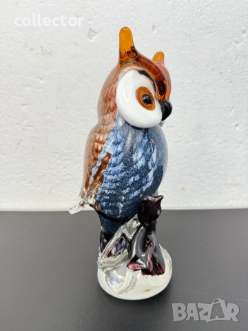 Стъклена фигурка на бухал в стил Мурано. №7645, снимка 4 - Колекции - 52561765