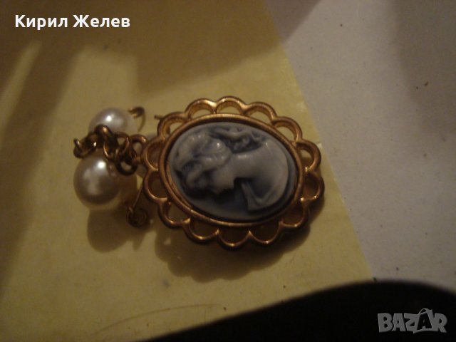 КЛАСИЧЕСКА КАМЕЯ с ПЕРЛИ БРОНЗ ПОЗЛАТА АРТ ДЕКО 21775, снимка 9 - Антикварни и старинни предмети - 32537715