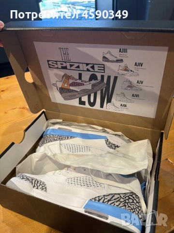 JORDAN SPIZIKE LOW (GS) White/University Blue Shoes Обувки, снимка 10 - Спортни обувки - 52391301