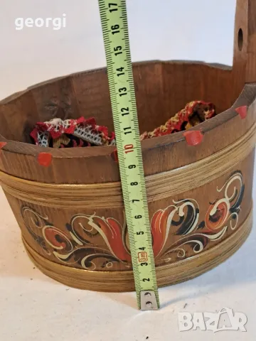 дървено ръчноизрисувано ведро панер   20/1, снимка 6 - Декорация за дома - 49109030