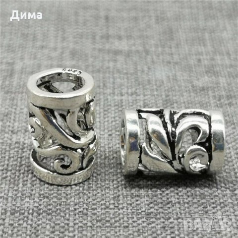 Талисмани от 925 Стерлингово Сребро тип Пандора -Spiral Flower Tube - 12 мм - За Бижута, Нови