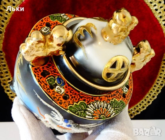 Кадило,тамянник японски порцелан Satsuma,дракон. , снимка 13 - Антикварни и старинни предмети - 51476637
