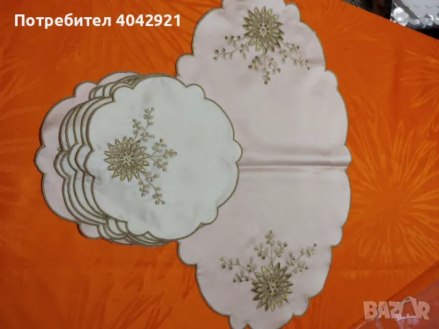Рязана бродерия постелки за сервиране и покривка, снимка 2 - Покривки за маси - 48871076