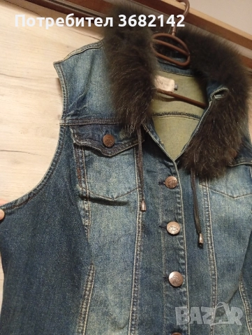 продавам Дънков елек с естествена яка , снимка 3 - Елеци - 51468264