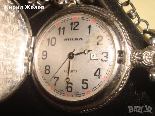 ВИНТИДЖ MILAN QUARTZ JAPAN MUVT ДЖОБЕН КВАРЦОВ ЧАСОВНИК ОРНАМЕНТИРАН 21977, снимка 5 - Джобни - 32714257