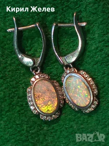 ПРЕКРАСНИ СКЪПОЦЕННИ СРЕБЪРНИ ОБЕЦИ СРЕБРО 925 АНГЛИЙСКА ИЗРАБОТКА с БЯЛ ОГНЕН ОПАЛ и ЦИРКОНИ 26212, снимка 15 - Обеци - 49917578