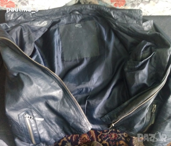 Тъмно синьо яке от естествена кожа "Cecil" / голям размер , снимка 9 - Якета - 36543804