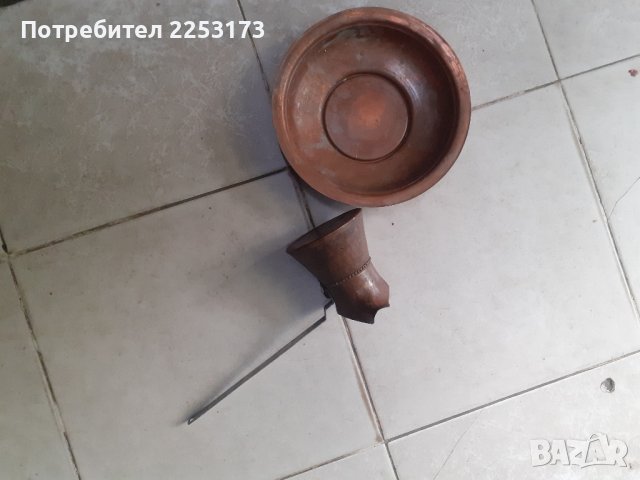 Медно джезве и Стара чиния лот, снимка 3 - Декорация за дома - 39111592