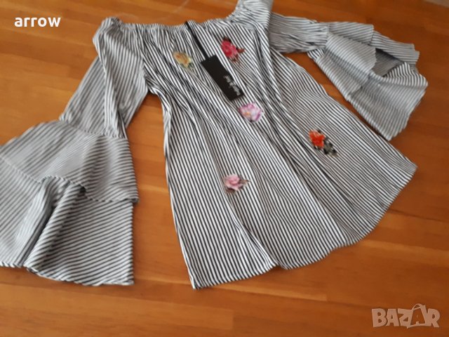 Ефирна блуза с етикет, снимка 4 - Блузи с дълъг ръкав и пуловери - 26684607