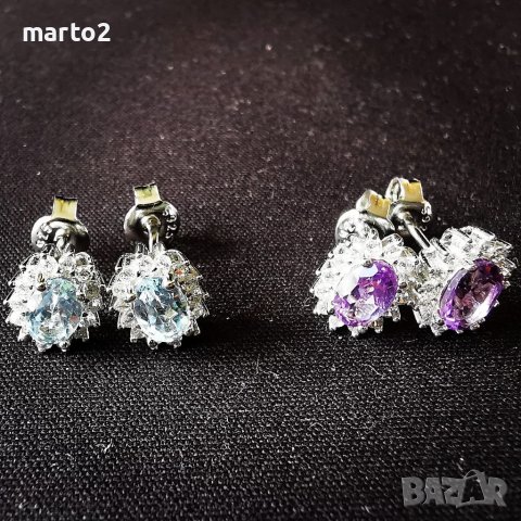 Елегантни Сребърни 925 Обеци с Натурални Гранати, Цитрини, Аметисти или Топази!, снимка 2 - Обеци - 40233601