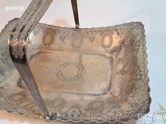 Стара английска посребрена фруктиера поднос 28/4, снимка 3 - Антикварни и старинни предмети - 51942237