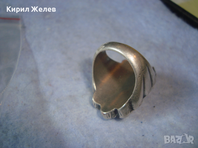 ДЪЛБОКО ПОСРЕБРЕН АРТ ДЕКО СКЪПОЦЕНЕН МЕДЕН ПРЪСТЕН с ПОЛИРАН БЯЛ АХАТ 38911, снимка 14 - Пръстени - 36411245