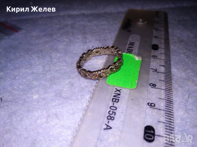 СТАР МЕДЕН ПОСРЕБРЕН АЖУРЕН РЕТРО ПРЪСТЕН Тип ХАЛКА 35021, снимка 7 - Антикварни и старинни предмети - 39633627