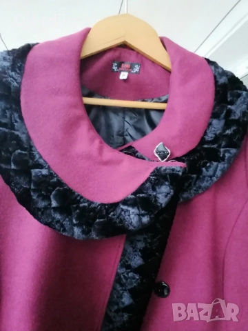 Дамско палто цвят бордо  ХЛ, снимка 4 - Палта, манта - 52307514