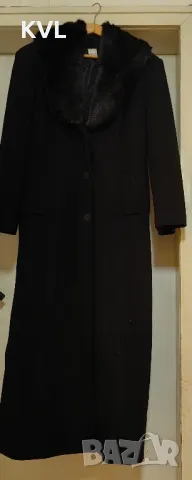 Дълго черно палто, XL, снимка 4 - Палта, манта - 48407695