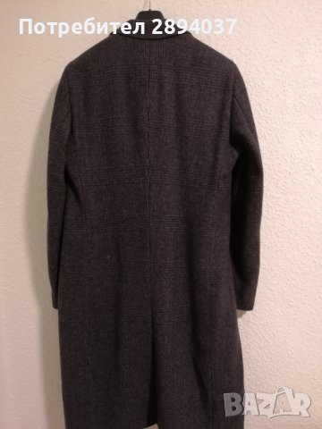 Мъжко зимно палто тъмно сиво каре, висококачествен вълнен плат XL 54, снимка 5 - Палта - 43780535