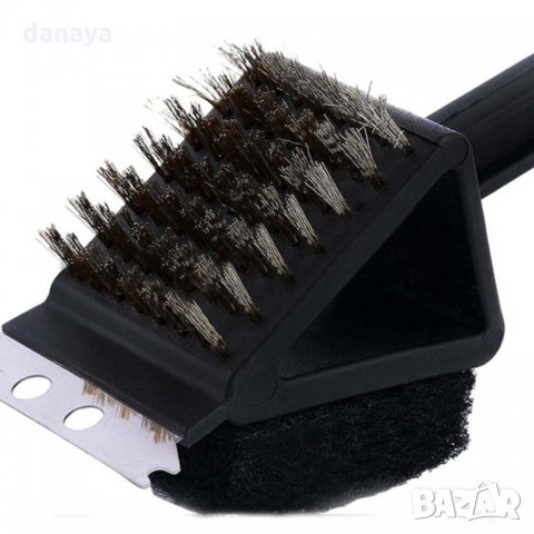 2080 Телена четка за скара с гъба и шпатула грил четка за почистване с дълга дръжка, снимка 7 - Мопове, кофи, четки и метли - 32503882