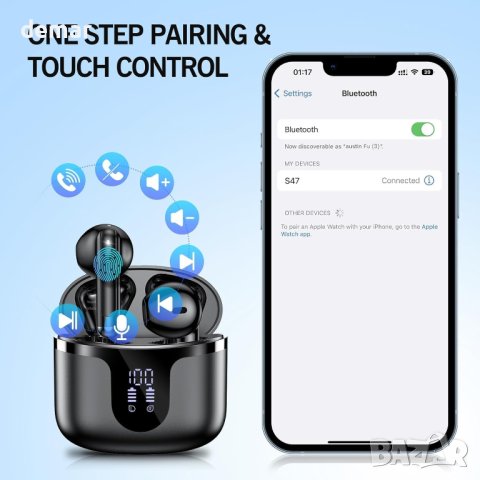 Tiuieyin безжични Bluetooth 5.3 за поставяне в ухото, стерео HiFi звук, снимка 5 - Bluetooth слушалки - 44104994