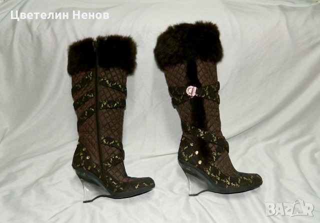 ботуши Baby Phat  Odessa Brown Faux Fur Boots номер 37 , снимка 2 - Дамски ботуши - 27060705