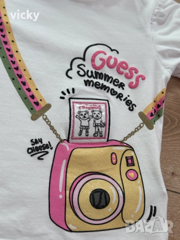 Детска тениска в бяло Guess, размер 96-104см, снимка 3 - Детски тениски и потници - 51790941